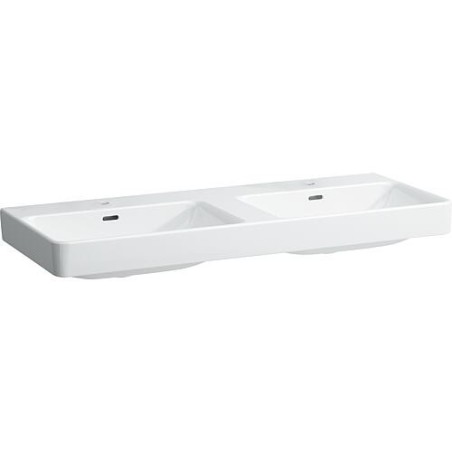 Double vasque Laufen Pro S 1300x175x465 mm 2 trous robinet avec trop-plein blanc