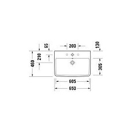 Vasque Duravit No. 1 lxHxP: 650 x 175 x 460 mm, avec trop-plein, avec 1 trou robinet, blanc