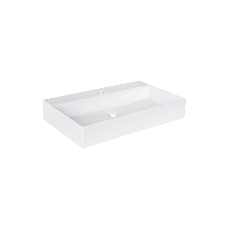 Vasque Elayla lxhxp: 810x130x460mm 1 trou robinet avec trop-plein céramique blanc