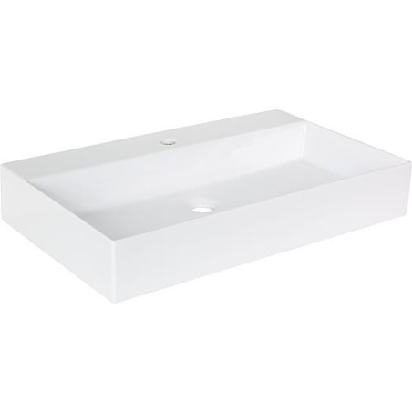 Vasque Elayla lxhxp: 810x130x460mm 1 trou robinet avec trop-plein céramique blanc