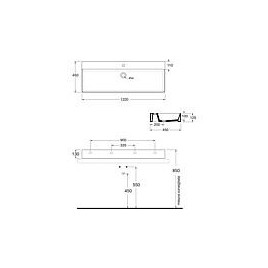 Vasque Elayla lxhxp: 810x130x460mm 1 trou robinet avec trop-plein céramique blanc