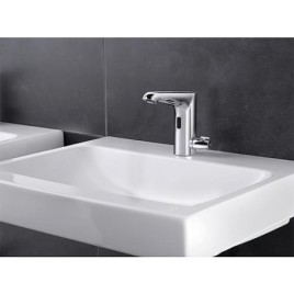 Mitigeur lavabo Schell XERIS E-T HD-M avec thermostat saillie 130 mm chrome avec sonde IR fonctionnement sur piles