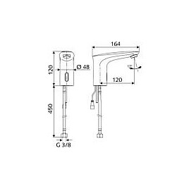 Robinetterie lavabo MODUS E HD-K saillie 120 mm chrome avec sonde IR fonctionnement à piles