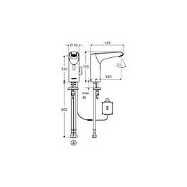 Mitigeur lavabo Schell XERIS E HD-M saillie 130 mm chrome avec sonde IR fonctionnement pile