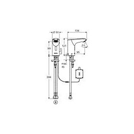 Mitigeur lavabo Schell XERIS E HD-M saillie 95 mm chrome avec sonde IR fonctionnement sur pile