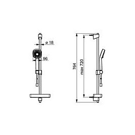 Kit de douche Hansa Hansabasicjet Style barre de douche 764 mm 3 jets Ø 96 mm chrome