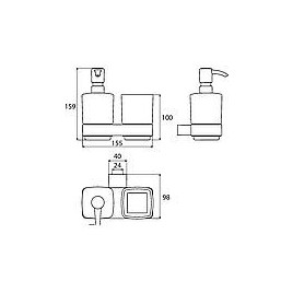 Tablette en verre/distributeur de savon emco loft verre satinée noir