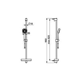 Kit de douche Hansabasicjet Style barre de douche 960 mm 3 jets Ø 96 m chrome