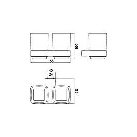 Porte-gobelet double emco loft pièce en verre satiné noir