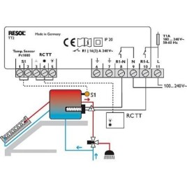 Thermostat Resol TT2 pour chauffage d’appoint électrique, complet avec sonde