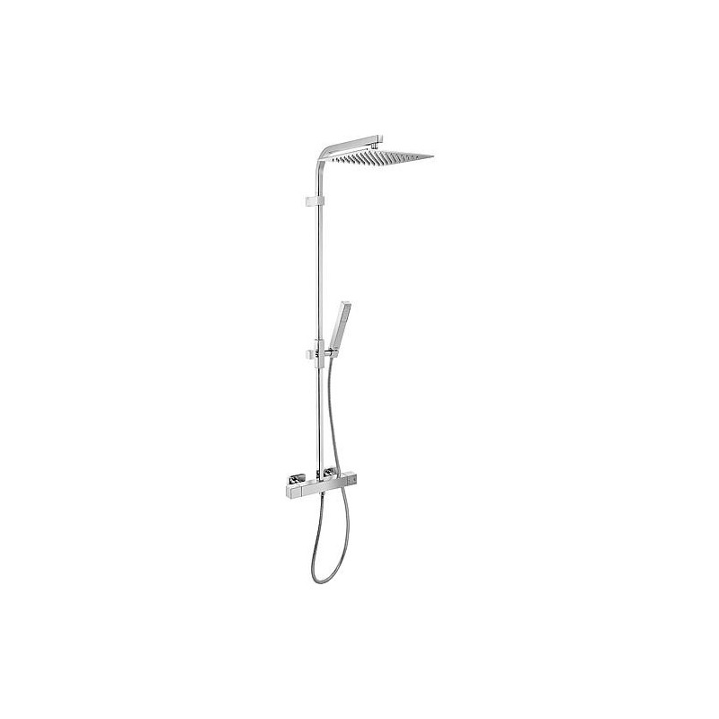 Système de douche, douchette Karasu, pomme de douche 250 x 250 mm et thermostatique, chromé