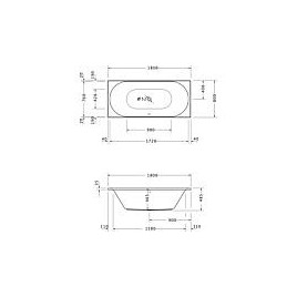 Baignoire Duravit D-Neo 1800x485x800mm, 2 inclinaisons dorsales, blanc