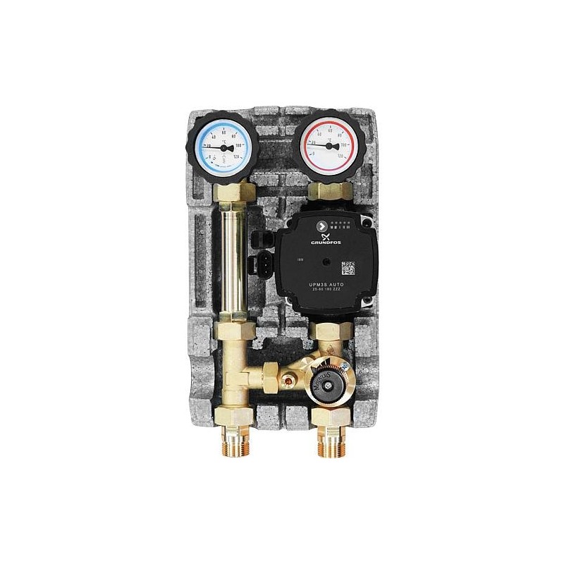 Kit de circuit de chauffage Easyflow DN20 (3/4") avec vanne mélangeuse à 3 voies sans moteur mélangeur avec pompe Grundfos