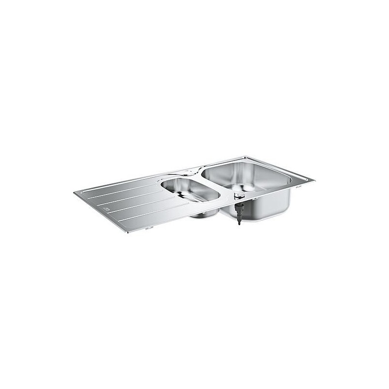 Evier inox Grohe K200 avec 1,5 lavabo reversible lxp: 965x500 mm