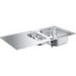 Evier inox Grohe K200 avec 1,5 lavabo reversible lxp: 965x500 mm