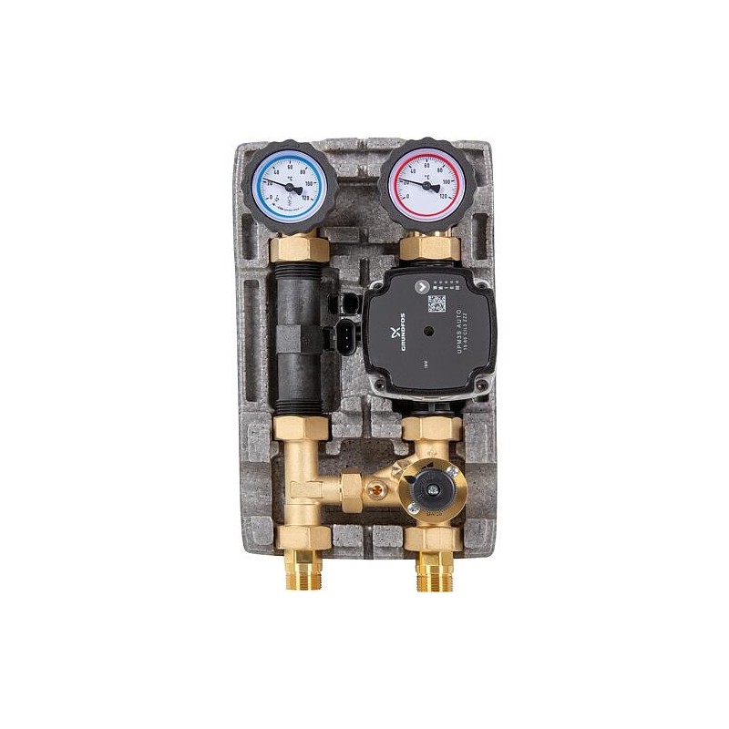 Kit de circuit de chauffage Easyflow DN20 avec vanne mélangeuse à 3 voies, circuit de compteur de chaleur avec pompe Grundfos