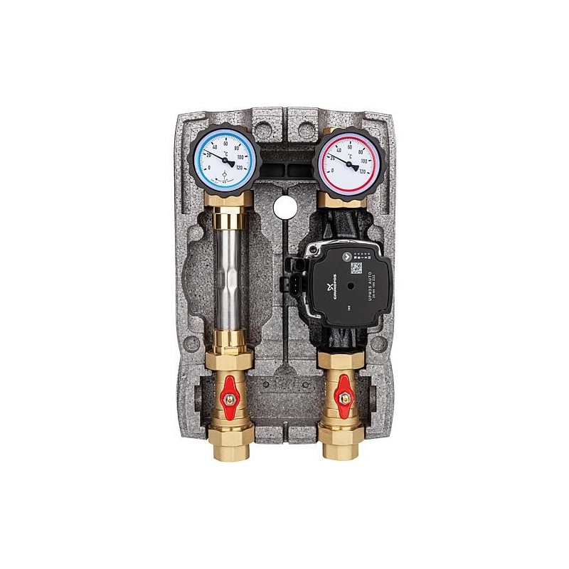 Kit de circuit de chauffage Easyflow DN25 (1") non mélangé avec circuit de compteur de chaleur, pompe Grundfos UPM3S AUTO 25-60