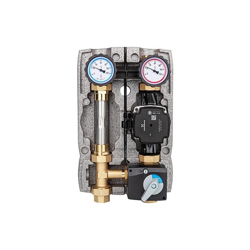 Kit de circuit de chauffage Easyflow DN25 (1") avec vanne mélangeuse à 3 voies et circuit de compteur de chaleur, pompe