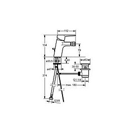 Mitigeur de bidet Hansa Hansatwist, déport 112 mm, chromé