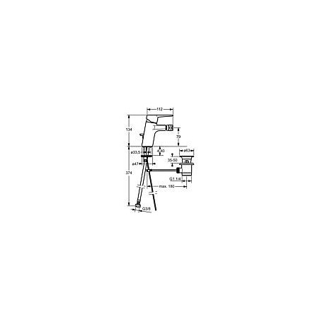 Mitigeur de bidet Hansa Hansatwist, déport 112 mm, chromé