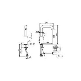 Mitigeur de lavabo Hansa Hansaprimo, déport 142 mm, chromé, bec orientable