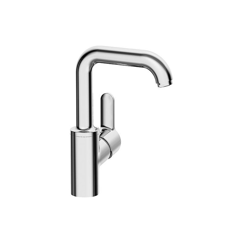 Mitigeur de lavabo Hansa Hansaprimo, déport 142 mm, chromé, bec orientable, sans garniture d’écoulement