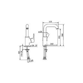 Mitigeur de lavabo Hansa Hansaprimo, déport 142 mm, chromé, bec orientable, sans garniture d’écoulement