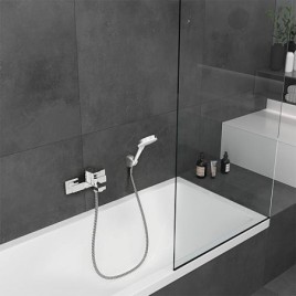 Mitigeur bain/douche apparent Hansgrohe Vernis Shape, déport 166 mm, chromé