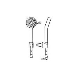 Kit de douchette manuelle Hansa Hansabasicjet 1 jet Ø 95 mm, flexible 1500 mm, chromé