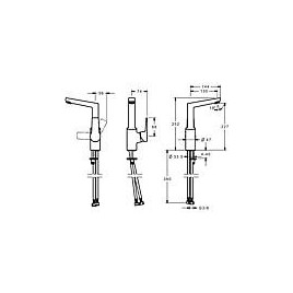 Mitigeur de lavabo Hansa Hansatwist, déport 130 mm, chromé, sans garniture d’écoulement