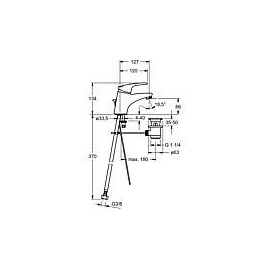 Mitigeur de lavabo Hansa Hansamix, déport 127 mm, s. garn. d’écoul. Déport 127 mm chromé