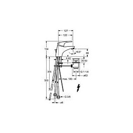 Mitigeur de lavabo Hansa Hansamix, déport 127 mm, s. garn. d’écoul. Déport 127 mm chromé