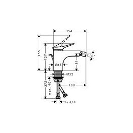 Mitigeur de bidet Hansgrohe Vivenis, déport 130 mm, chromé