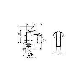 Mitigeur de lavabo Hansgrohe 80 Vivenis, déport 133 mm, chromé