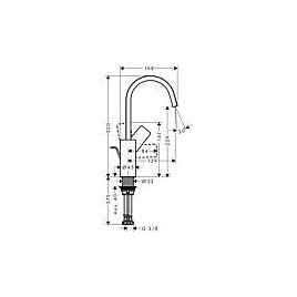 Mitigeur de lavabo Hansgrohe 210 Vivenis, déport 139 mm, chromé, bec orientable