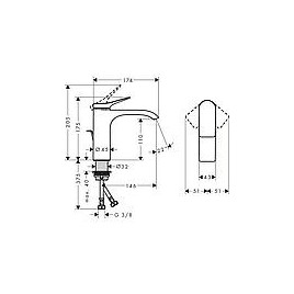 Mitigeur de lavabo Hansgrohe 110 Vivenis, déport 146 mm, chromé