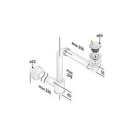 Siphon économique pour lavabo Ø 32 mm, y compris vanne à clic avec sortie horizontale