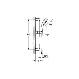 Kit de douche Grohe Tempesta C100 600 mm, 3 jets Ø 100 mm, chromé