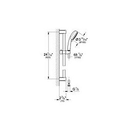 Kit de douche Grohe Tempesta C100 600 mm, 3 jets Ø 100 mm, chromé