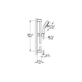 Kit de douche Grohe Tempesta 100 900 mm, 3 jets Ø 100 mm, chromé