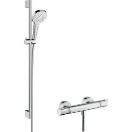 Kit de douche avec theromostat Hansgrohe Croma Select E Vario, barre de douche 900mm, douchette Ø 110mm, flexible de