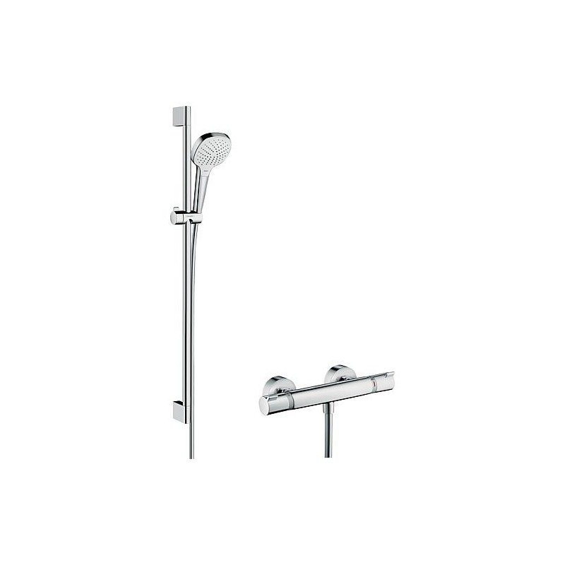 Kit de douche avec theromostat Hansgrohe Croma Select E Vario, barre de douche 900mm, douchette Ø 110mm, flexible de