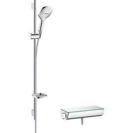 Kit de douche avec thermostat Hansgrohe Raindance Select E 120, barre de douche 900mm, douchette Ø 120mm flexible de