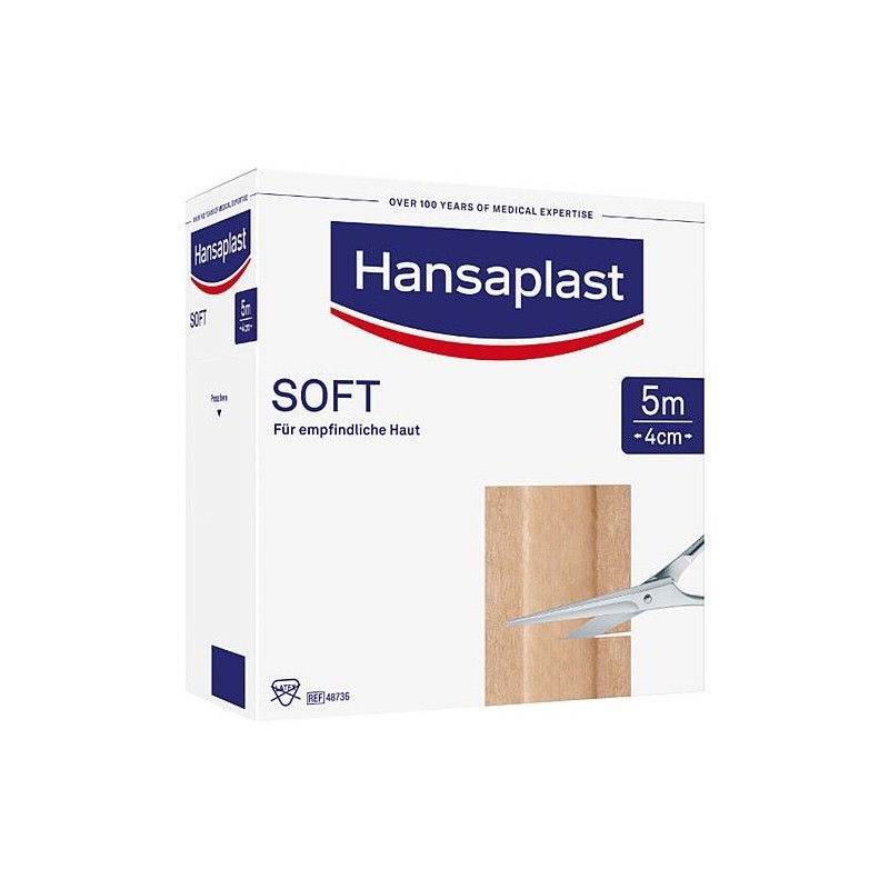 Pansement adhésif Hansaplast SOFT 5 m x 4 cm