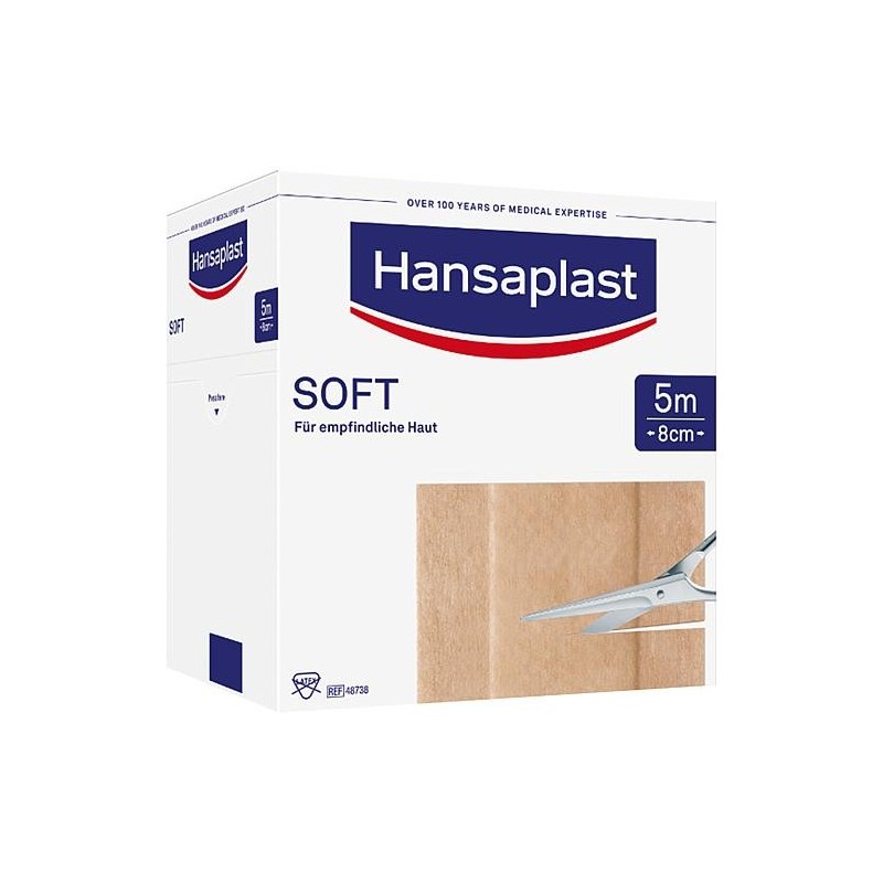 Pansement adhésif Hansaplast SOFT 5 m x 8 cm