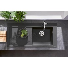 Évier encastré Hansgrohe 450 avec égouttoir S5110-F450 noir graphite