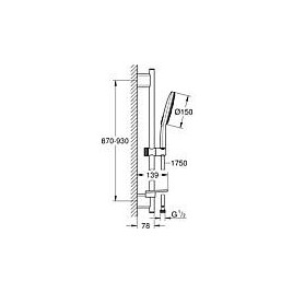 Kit de douche Grohe Rainshower 150, barre de douche 900 mm chromé