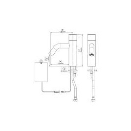 Mitigeur de lavabo Benkiser Metrix Fashion, déport 125 mm, capteur IR fonctionnement sur pile