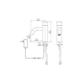 Mitigeur de lavabo Benkiser Metrix Fashion, déport 125 mm, capteur IR alimentation secteur