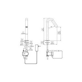 Mitigeur de lavabo Benkiser Sintra, déport 109 mm, capteur IR alimentation secteur, chromé